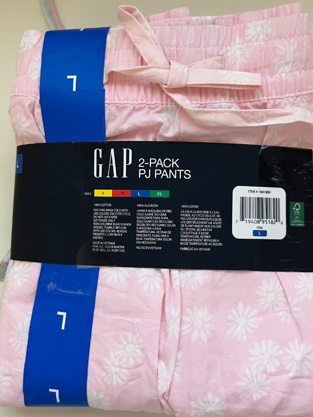 Gap Cotton Lounge Pajama Pants 2-Pack floral stripes pastel - Picture 6 of 12